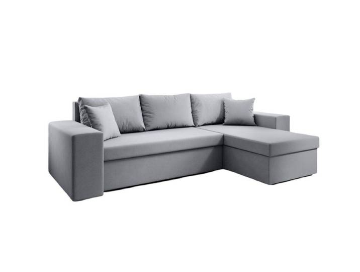 Sofa Denver - Designer Sofa mit Schlaf- und Klappfunktion, Grau, Samt, 140x200 cm Liegefläche, modern