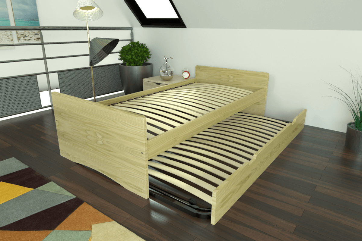 ABC MEUBLES Lit gigogne 80x200 ABC pin massif - Miel