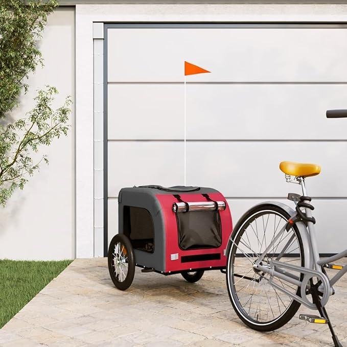 Fahrradanhänger Hundefahrradanhänger Fahrradanhänger für Hunde Haustier Lastenanhänger Fahrrad Anhänger Transportanhänger Tragkraft 45 kg Rot 125x64x66 cm