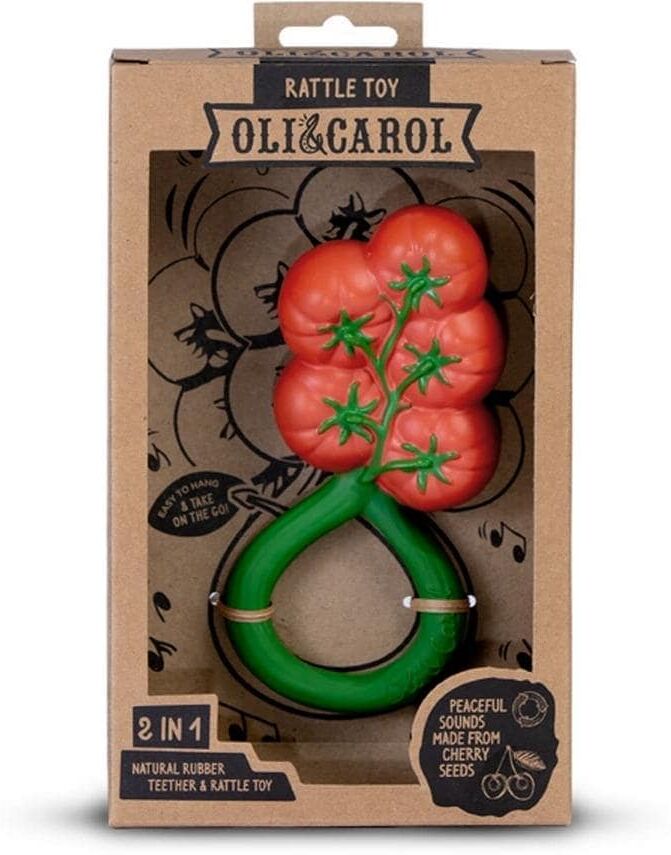 Rassel "Oli&Carol Tomato", Baby, bunt (grün, rot), Kautschuk, Greifspielzeug Rassel grün, rot Einheitsgröße