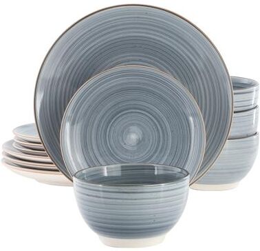 Gibson Home 12 Piece Everyday Use Stoneware Dinnerware Set in Blue