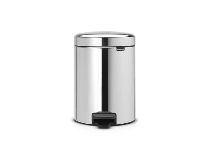 Brabantia Poubelle à Pédale Newicon avec Seau en Plastique\, 5L - Acier Brillant