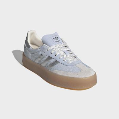 Sneaker ADIDAS ORIGINALS "SAMBAE X LIBERTY LONDON", Damen, Gr. 37, blau (crystal sky, silber metallic, chalk pearl), Leder, Textil, Schuhe Sneaker