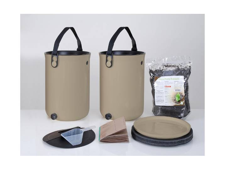 Komposter Bokashi II 2-er Set Beige , beige (natur), B:24cm H:34cm, Kunststoff, Komposter, Komposter