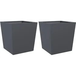 Helloshop26 - Hochbeet-Pflanzkasten für Pflanzen Blumen Garten Terrasse 2er-Set 50 x 50 x 50 cm anthrazitfarbener Stahl 02_0038988