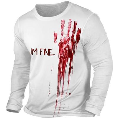 Männer Blutflecken Crew Neck Kleidung Apparels 3D Druck Party Street Langarm Grafik Casual