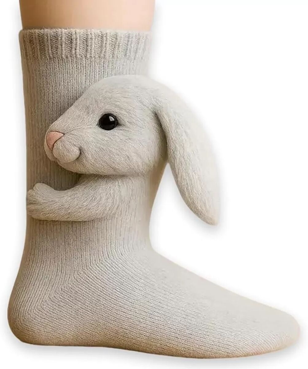 INF Warme gestrickte Cartoon-Tiersocken aus Polyester mit rutschhemmender Sohle für den Winter