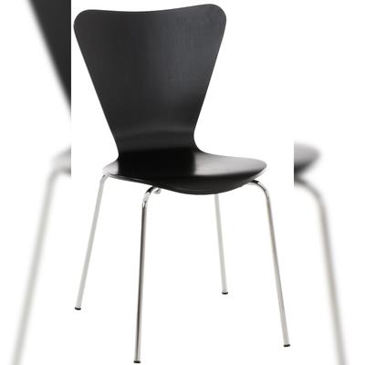 Décoshop26 - Küchen-/Esszimmerstuhl x1 stapelbar dreieckige Rückenlehne schwarzes Holz und Chrommetall 10_0003332