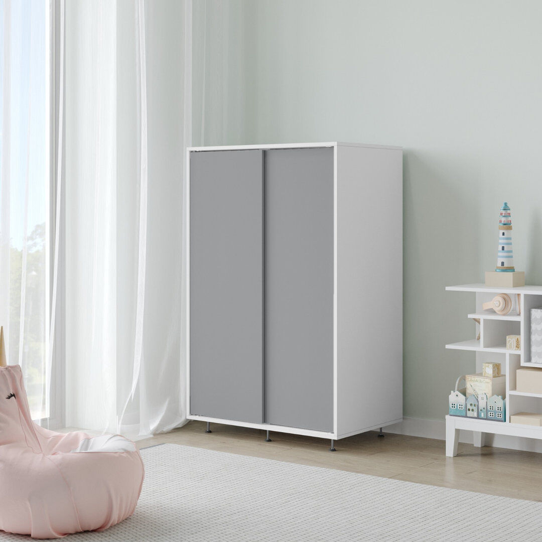Isabelle & Max Engineered Wood Wardrobe White/Grey 80cm W X 51.5cm D