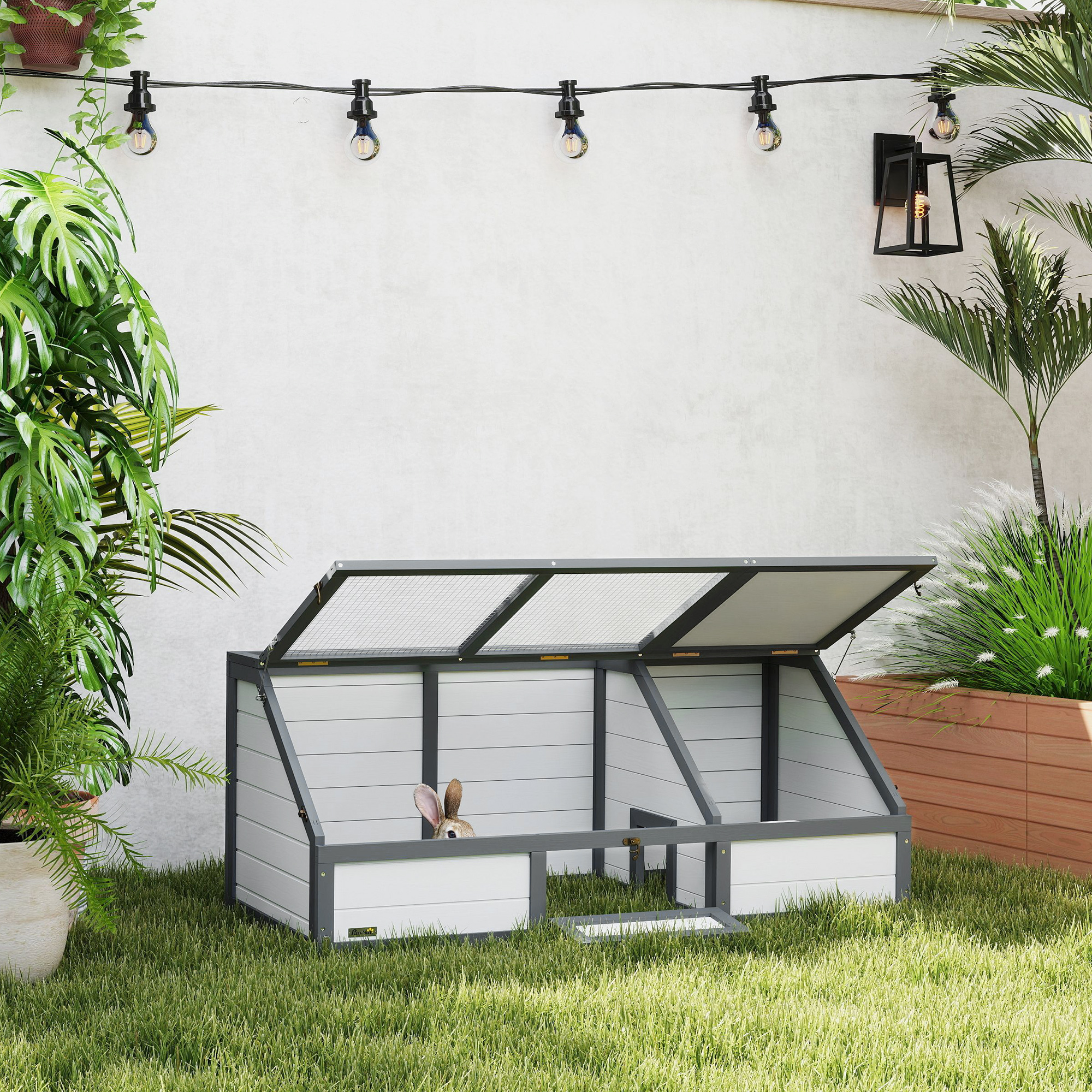 Pawhut Box per Tartarughe da Esterno, Design Senza Fondo, Facile da Aprire, Bianco   Aosom Italy