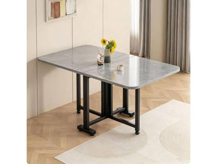 Klapptisch Faltbarer Esstisch Platzsparend 5 Größen 7 Farben Klappbarer Tisch ohne Montage mit Kippschutz für Küche Wohnung Büro(F,100x60cm/39.4x23.6in)