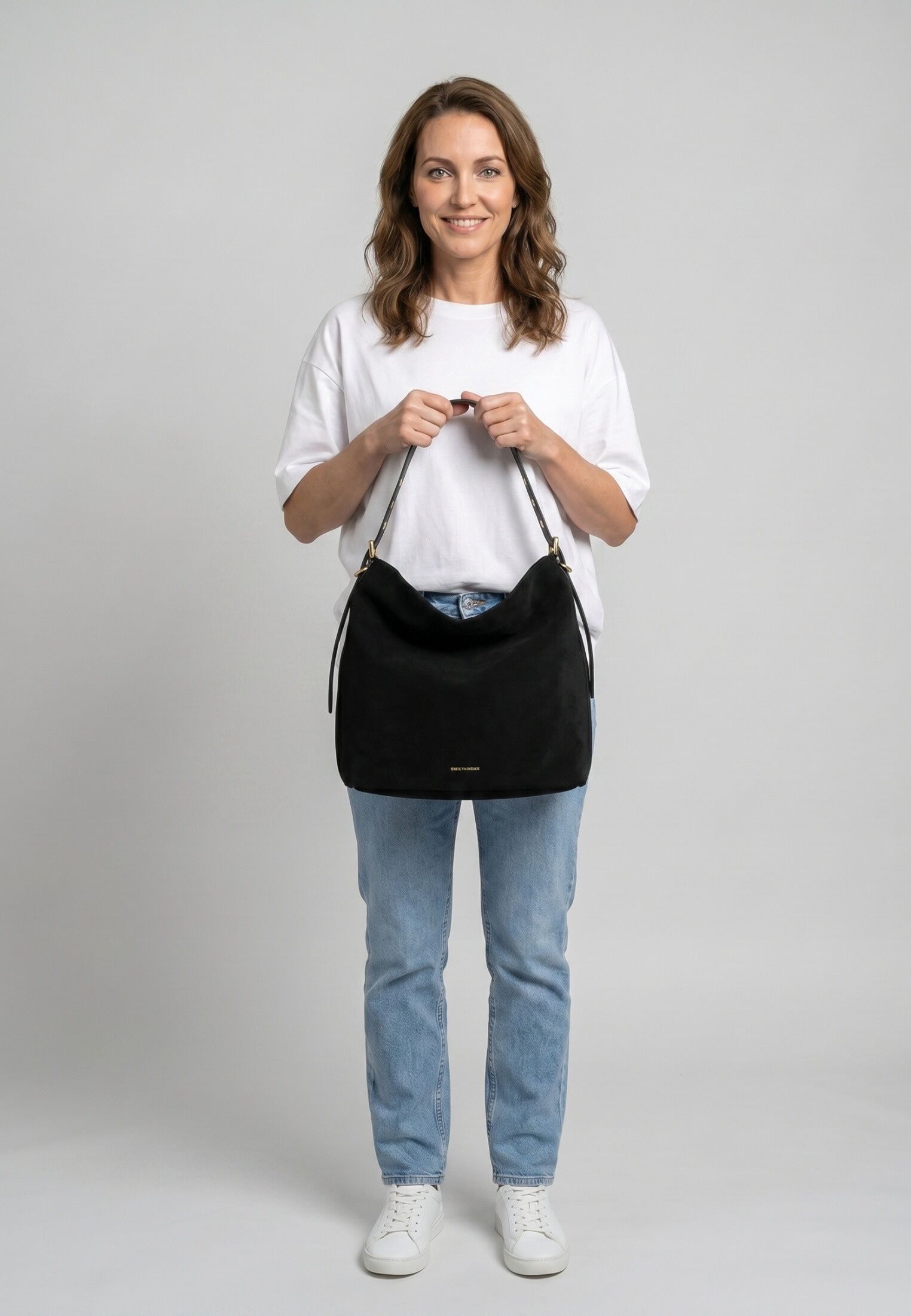 Beuteltasche EMILY & NOAH "Beutel E&N Laren", Damen, Gr. B/H/T: 34cm x 31cm x 5cm 0, schwarz (schwarz 100), Polyester, Taschen Beuteltasche