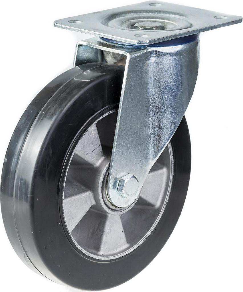 Parnells Zwenkbaar Wiel met Zwarte Elastische Rubberband en Aluminium Centrale Wiel, 152 mm