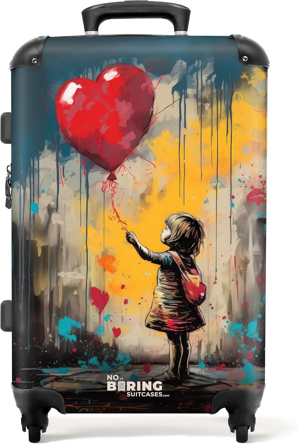 Hartschalen-Koffer mit Rollen, 4 Rädern und Graffiti-Motiv, mittelgroß, 67x43x25 cm