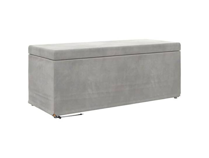 POUFGDR Hocker, Veloursgrau und Holz, 101 x 41 x 40 cm Ohne Rückenlehne, Knödelfüße, Montage inklusive, Trockenreinigung, minimalistischer Stil, Küche und Wohnzimmer