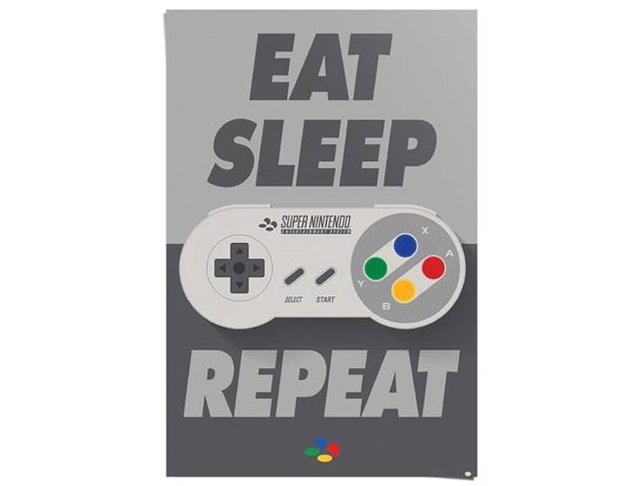 REINDERS Poster, Super Nintendo, Kinderzimmer, Poster, Wanddeko, Room Decor, Bilderdruckpapier, Silber, 91,5 x 61