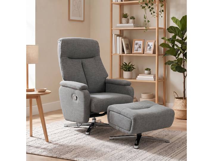 HOMCOM Fauteuil Lounge Réglable avec Repose-Pieds Gris Foncé