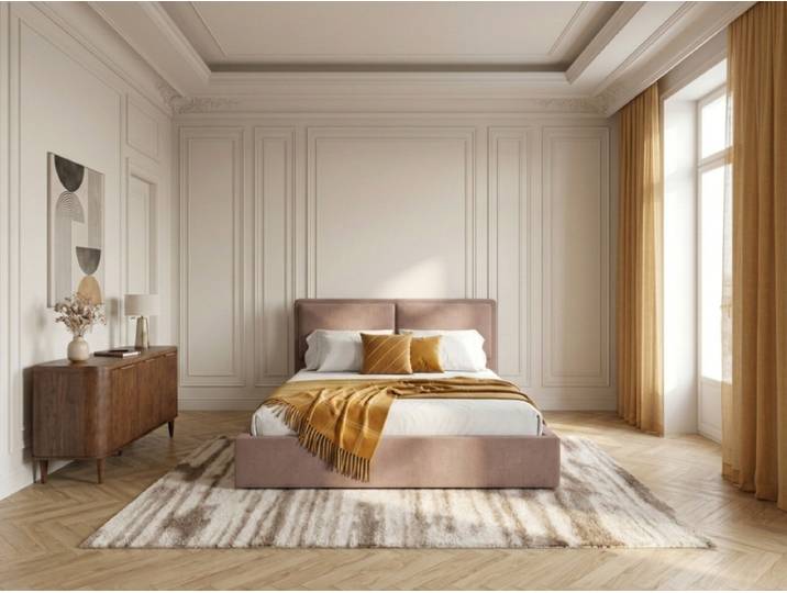 Lit coffre MARA tissu texturé 160x200