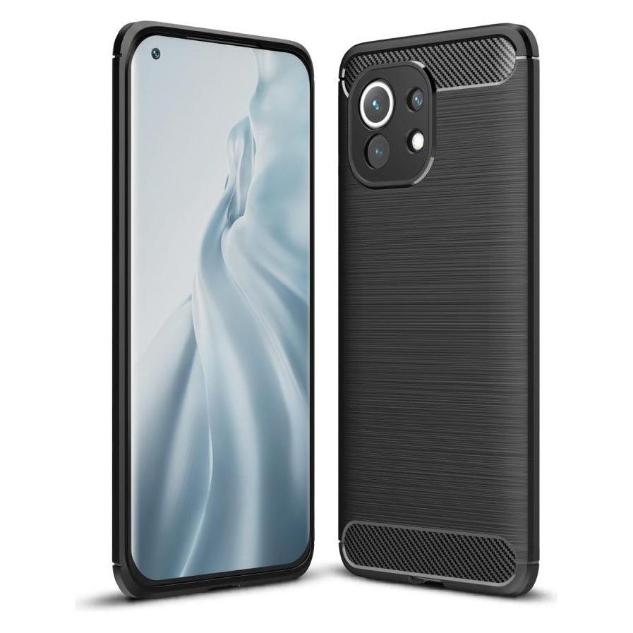 Cover-Discount Xiaomi Mi 11 - Metall Carbon Look Gummi Hülle schwarz (Xiaomi Mi 11) (101909293A)