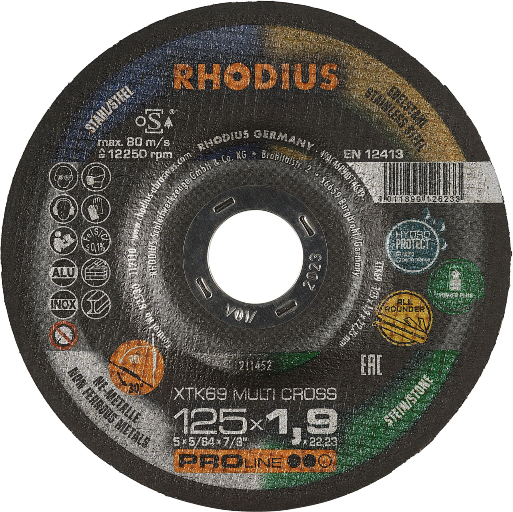 RHODIUS PROline XT69 MULTI CROSS Extradünne Trennscheibe 115 x 1,9 x 22,23 mm (211458)