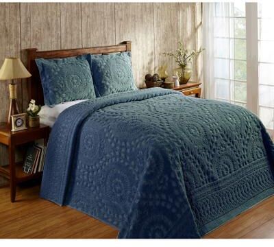 Rio Collection 100% Cotton Bedspread Set by Better Trends in Teal (Size TWIN)