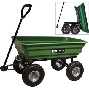 Güde Gartenwagen GGW 250, 75 Liter, bis 250 kg, aus Stahl und Kunststoff, grün, mit Luftreifen & Kippfunktion
