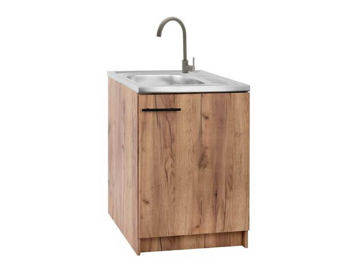 STAMAR Spülenschrank Küchenschrank 60cm Goldene Eiche Spüle Hocharmatur Siphon Küchenschrank 60cm Goldene Eiche Spüle Hocharmatur Siphon
