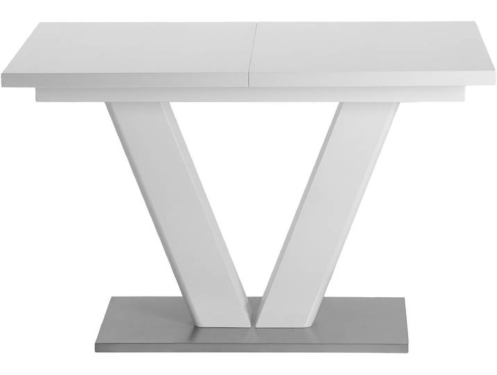 Esstisch GOODPRODUCT Elbach , weiss (weiß), B:160cm H:76cm, Tische, Esstisch, Hochglanz weiss, Ausziehtisch 120-160 cm, Esszimmer