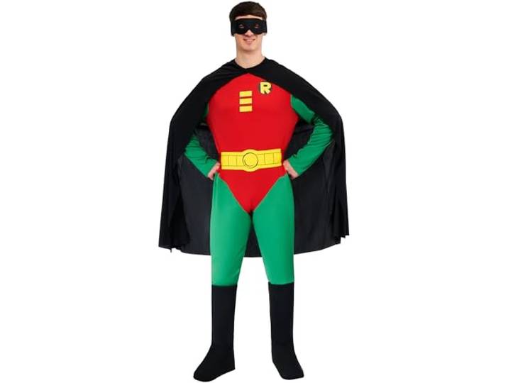Rubies Officiële DC Comics Robin klassieke herenkostuum, volwassen superhelden, carnaval, Halloween, maat klein