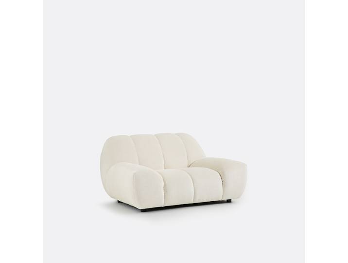 LA REDOUTE Fauteuil XL, velours épais, Nuria 1 Place Beige Ecru
