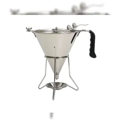 Schneider - Likör- und Fondanttrichter 1,8 l Edelstahl, mit 3 Dosiertüllen, Ständer und Auffangschale