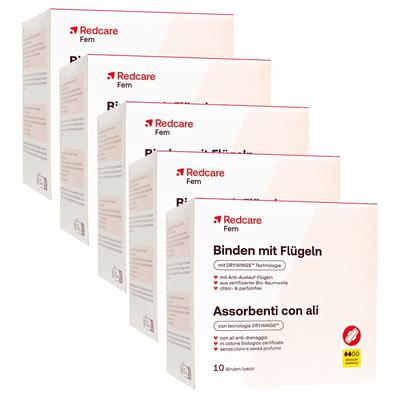 Redcare Binden mit Flügeln Tag Fünferpack 5x10 St