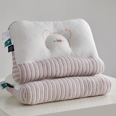 Uplifted Goods Feather Velvet Whole Head Neck Pillow Elastic Partition Support pink 42x65cm