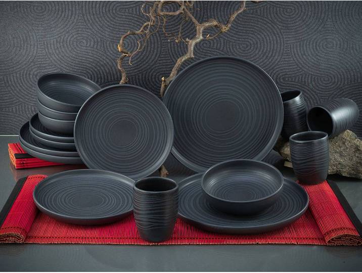 Service Uno Lava Stone 42 x 50 x 37cm Noir/Noir