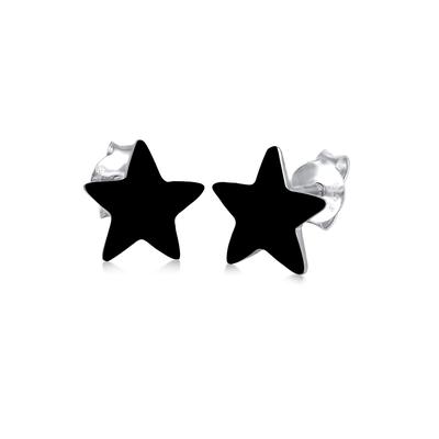 Paar Ohrstecker ELLI "Ohrringe Stern Astro Trend Filigran Basic 925 Silber", schwarz, Ohrringe, Damen, ohne Stein, Silber 925 (Sterlingsilber)