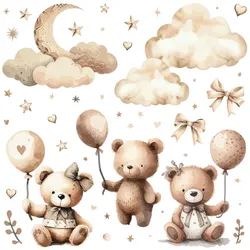 WANDAUFKLEBER 130x192cm - Teddybären und Luftballons
