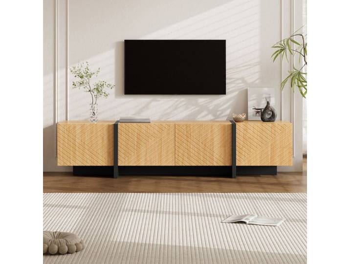 Meuble TV de salon 4 portes Meuble TV en bois 187x32x45 cm Meuble de rangement Meuble TV bas Buffet