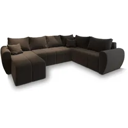 WOHNLANDSCHAFT MADISON XL R-S Braun Dünner Stoff mit Schlaffunktion