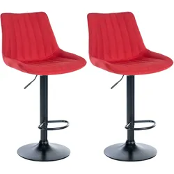 CLP 2er Set Barhocker Toni Stoff schwarz   Farbe: rot, Material Gestell: Metall matt weiss