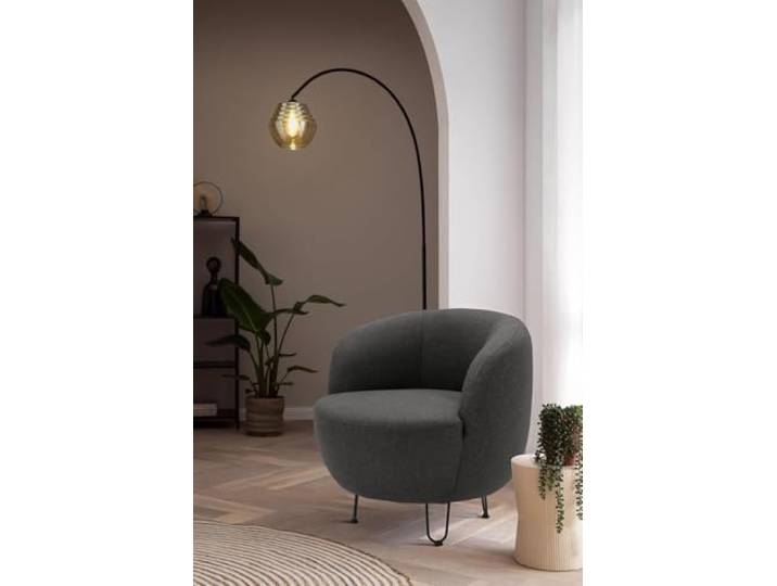 DOMO. collection Sessel Carpa, Polstersessel, grau Sessel mit Metallfuß, eleganter Polstersessel mit ovalem Design und stilvollen Metallfüßen, 72 x 76 x 72 cm (BxTxH)