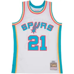 Mitchell & Ness, Herren, Sportshirt, Swingman Jersey San Antonio Spurs TROPICAL Tim Duncan - S (S), Weiss, S
