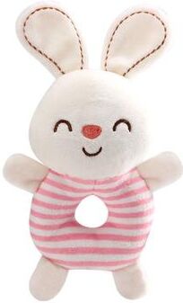 Quick Pick Pro Baby Animal Plush Rattle Toy For Newborns Sensory Hand Ring Learning Toy white
