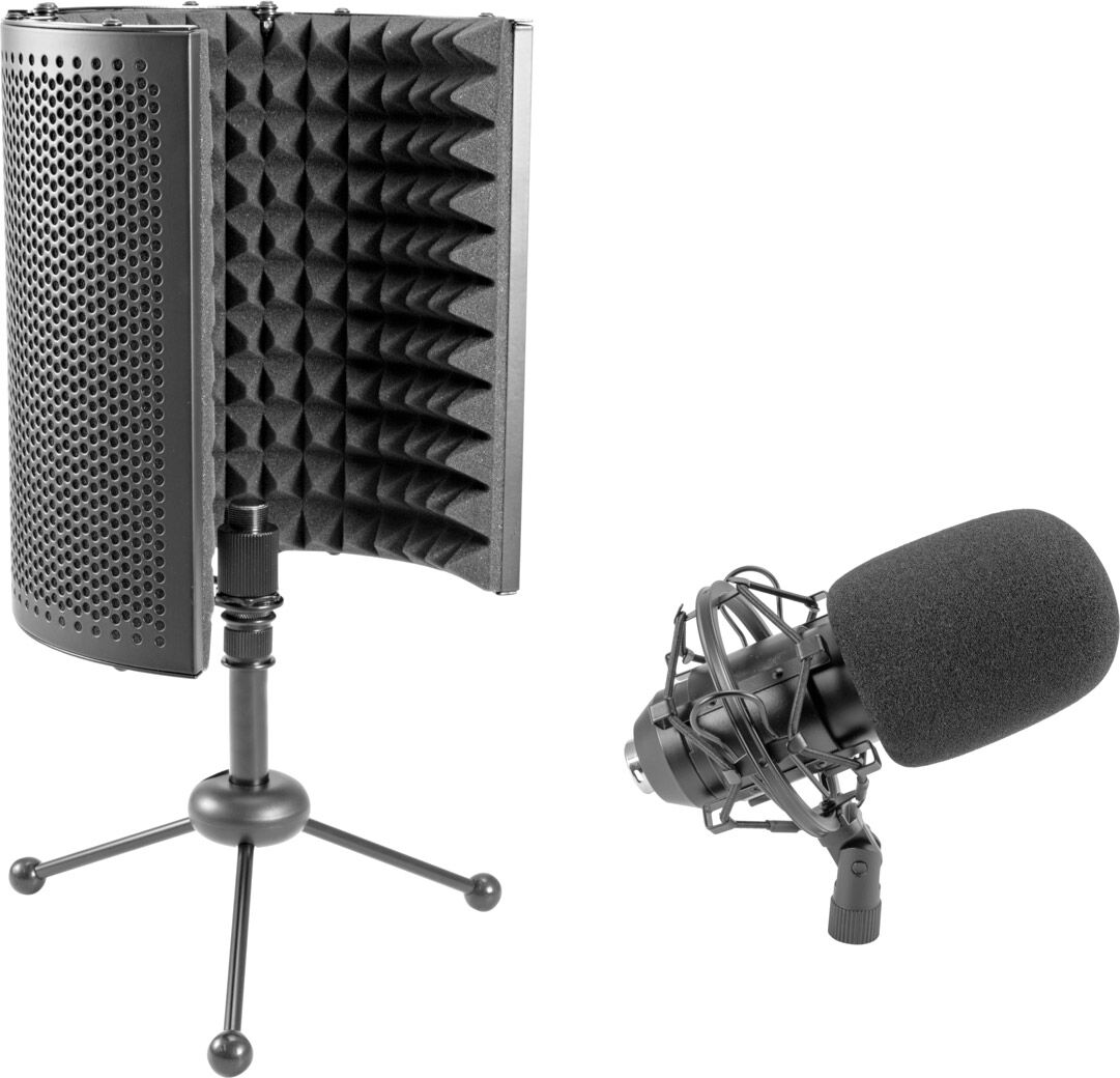 OMNITRONIC Set MIC CM-78MK2 Microphone à condensateur à large diaphragme + Système AS-04 Microphone de bureau-Absorbeur - Microphones de studio
