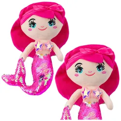 Plüsch Meerjungfrau Kuscheltier Schwanz Pailletten Rosa 30cm