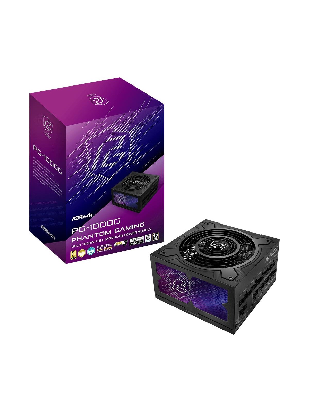 ASRock PG-1000G Netzteile - 1000 Watt - 135 mm - ATX - 80 Plus Gold zertifiziert