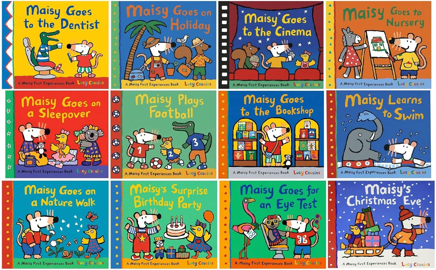 Walker Books Maisy First Experiences Set 1 by Lucy Cousins - 12 Books Paperback Collection - Ages 2-5 - Toddler Picture Book Gift Set