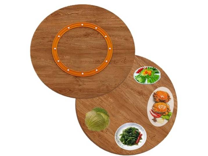 KGPGNYMYHA Rutschfester Lazy Susan-Drehteller 75cm 90cm Große Tischplatte, Drehbares Tablett, Robuste Servierplatte Aus Holz, Elegante Holzmaserung(80cm-31.5in)