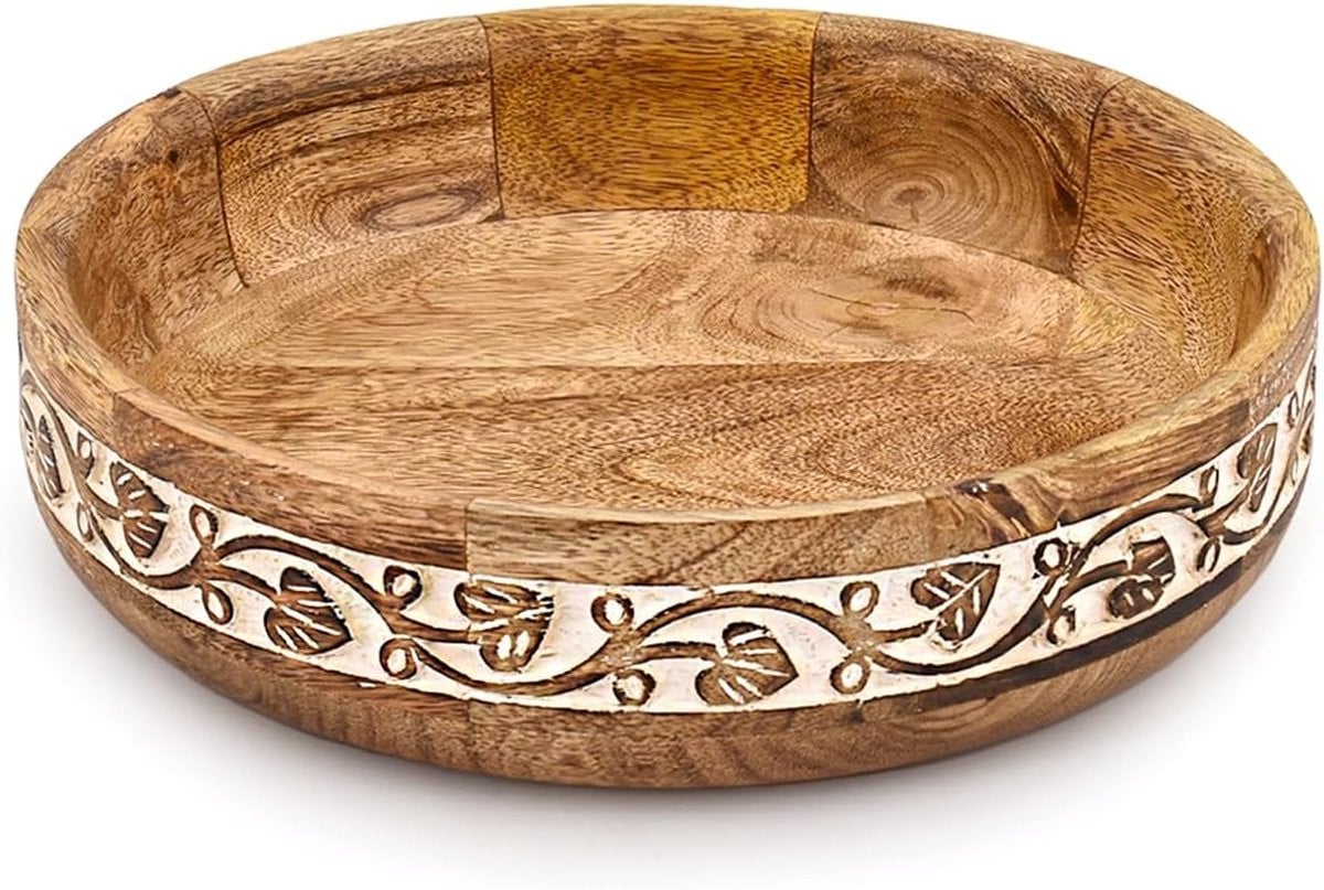 Decoratieve houten schaal - Bruin - 25 cm