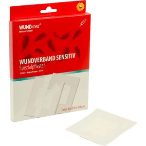WUNDmed Pflaster Sensitiv XL, 5 Strips, sensitiv, steril, atmungsaktiv, 10 x 8cm