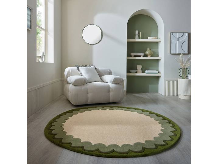 Wollteppich Wiggle rund Grün/Grün Ø 160cm Wolle